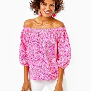 Lilly Pulitzer Winifred Top in Pinata Pink New Blooms on the Bloc Size XL